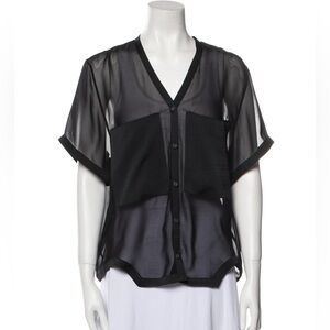 HELMUT LANG Black Sheer Pocket Top Size Small VGUC